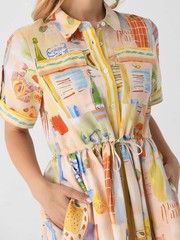Hunter Bell Peyton Mini Shirt Dress Linen Blend Happy Hour S M L NWT Summer