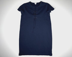 J Crew Dress Women Medium Blue V Neck Drawstring Cap Sleeve Casual Summer