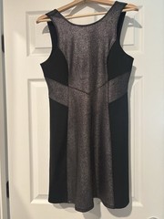 BCBG Generation Black Gunmetal Combo Metallic Sleeveless Dress Size 10