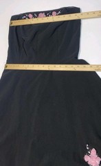 Vtg 90s Ruby Rox Sz 13 Womens Black Floral Tulle Strapless Dress Grunge Coquette
