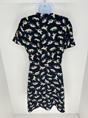 J. Crew Navy Blue Leopard Cat Print Wrap Dress Size 4 Animal Career Office