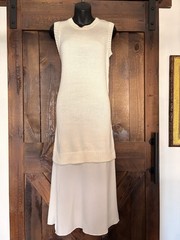 John + Jenn Ivory Knit Sleeveless Long Sweater Dress Acrylic Polyester M