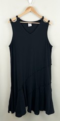 Oh My Gauze! Vtg Dress Lagenlook V-Neck Sleeveless Crinkled Boho Sz L/XL Black
