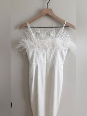Aidan Mattox Feather Trim Strapless High-Low Gown
