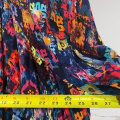 Womens Ikat Puff Sleeve Linen Blend Mini Dress Size 3X Tie Back Summer Boho NWT