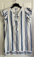 Vineyard Vines Harbor Performance Dress Women’s L White Blue Tunic Preppy Beach