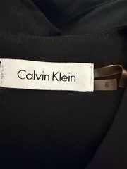 {CALVIN KLEIN} Dress Sheath Sz 8 Black Layered Sleeveless Stretch Zip Summer
