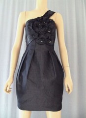 NWT 388 BCBG MAX AZRIA DRESS Jacquard BLACK GUNMETAL 2 4 6 (XS S M) APPLIQUE
