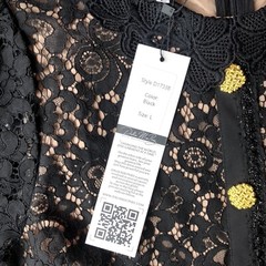Dalia MacPhee Retro Lace Dress Size L Black NWT Twee Mad Men Goth Secretary