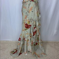 ASOS Women&rsquo;s Halter Ruffle Floral Maxi Dress Size 12 Cream NWOT