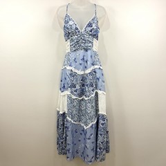 Cottagecore Babydoll Patchwork Maxi Dress S Fairy Romantic Coquette Prairie