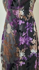 New Midi Dress Size Medium Black Burnout Velvet Floral Sexy Retro
