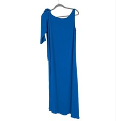 JAY GODFREY One Shoulder Maxi Dress Bow Long Cocktail Party Formal Blue Size 6