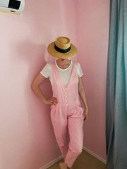 🌸 RARE PINK COTTON VINTAGE 70S BUBBLEGUM JUMPSTUIT 🌸 AJE Unicorn small