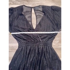 TRIXXI Black Shimmer Dress Flutter Sleeve V-Neck Elastic Waist Women&rsquo;s Large