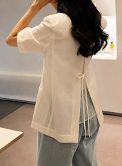 Korean Women’s Summer Short Sleeve Blazer Jacket Casual Office Lightweight