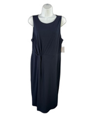 Rachel Roy Women&rsquo;s Blue Faux Front Tie Sleeveless Midi Shift Dress – XL