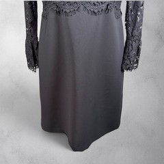 RSVP BY TALBOTS Crepe & Lace Black Occasion Dress 3/4 Bell Sleeves, Size 6