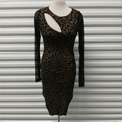 Symphony Womens Bodycon Dress Small Metallic Black Leopard Wedding Party Glam