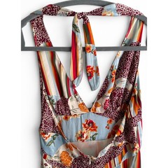 Vintage 90s NOTICE 100% Silk Patchwork Floral Halter Dress 6 (Fits XS) Boho Chic