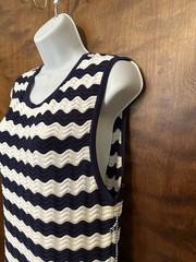 Draper James Sleeveless Fall Midi Sweater Dress Womens XL Blue & White Stripes