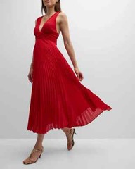 A.L.C Everly Pleated V-Neck Midi Dress Size:12 $695 NWT