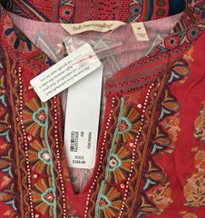 Soft Surroundings Phoenix Bohemian Midi Embroidered Beaded Dress Red Size Medium