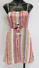 Aakaa Women&rsquo;s Open Tie Front Sleeveless Striped Beach Dress AC2 Multi Small