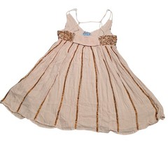 Free People Girl Glitter Mini Slip Embellished Double Strap Pink Dress Small