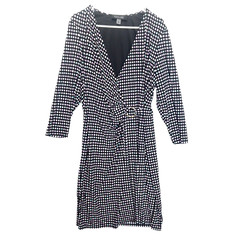 Evan Picone Cyber Techno Retro Polka Dot Wrap Gold Ring Buckle Dress Womens 16