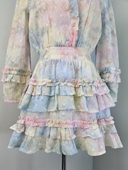 Cake For Dinner Meadow Dress Small Pastel Tie Dye Ruffles