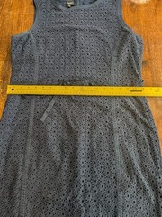Talbots Sleeveless Dress Womens 14 Navy Blue 100% Cotton Casual Business Party
