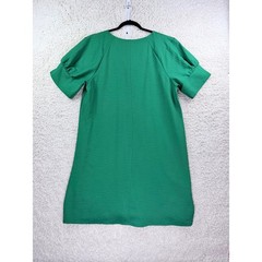 Worthington Shift Dress Womens XL Green Excellent Puff Sleeve V-Neck Textured