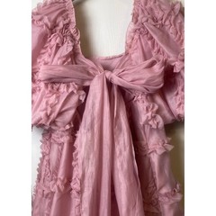 Sofie the Label Pink Ruffle Ruthie Grace Babydoll Rear Bow Dress Women&rsquo;s Small