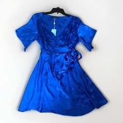 NEW Shore Brand Monterey Wrap Dress •S/S V-Neck Elegant Print•Blue Crush •Size M
