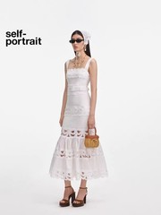 Self-Portrait Womens Summer New Lace A-word Waist Suspender Long Hip Dress
