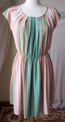 LAUREN CONRAD DRESS SHORT CAP SLEEVE PLEATED SCOOP NECK TIE BACK MULTICOLOR S