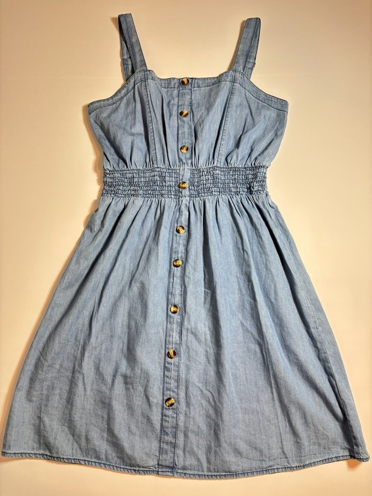 Speed Control NY Light Denim Button Front Mini Sun Dress Teen – Medium