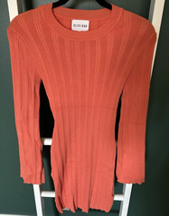 Olive+Oak Orange Ribbed Knit Crew Neck Long Sleeve Bodycon Sweater Dress S