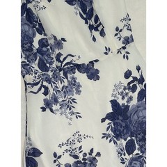 Sunday Up Blue Floral Tie Shoulder Smocked Back Mini Dress White Womens Size M