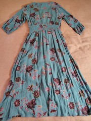 New J. Glee Dress Sz L (8-10) Stripes Midi 97% Cotton Short Sleeves Maxi Floral