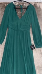 Lulus Talk About Divine Backless Maxi Dress Womens Hunter Green Plunging V-Neck