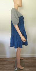 Pilcro by Anthropologie Women&rsquo;s Blue/Grey Denim Sweatshirt Twofer Mini Dress S