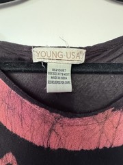 YOUNG USA Floral Pattern Maxi Sleeveless Dress Black Pink One Size Fits Most