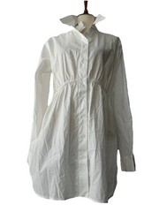 MABLE Shirtdress L White 100% Crisp Cotton Button Up Collard Long Slvs NWT