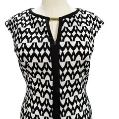 Roz Ali Geometric Sheath Dress Colorful Abstract Office Workwear Chic Mod SZ 12