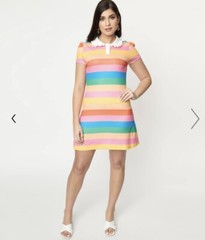 Unique Vintage NWT Rainbow Pride Stripes Mini Dress – Size Small