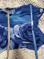 Select Women Dress Midi Vintage Printed Blue Roses Size 12 *