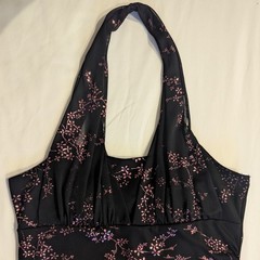 Vintage Taboo Halter Dress Sheer Black with Pink Glitter Floral | Junior&rsquo;s M