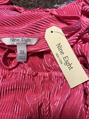 Nine Eight NY 3X shocking pink raw hem dolman sleeve surplice midi dress